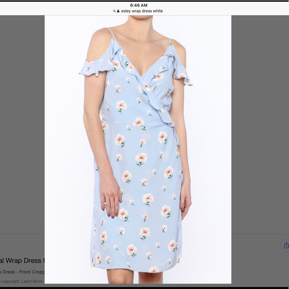 White wrap dress with pink floral